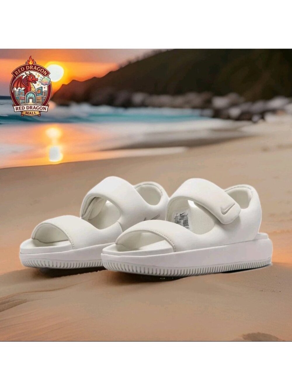 Nike Calm Sandals Light Bone White Slide Straps FJ6043-002 - Women's Size 10